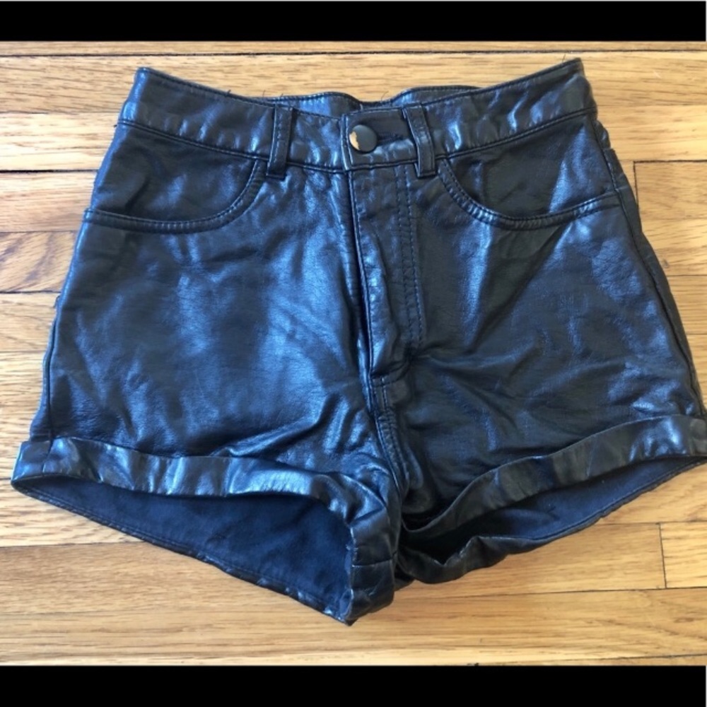 High waisted leather shorts